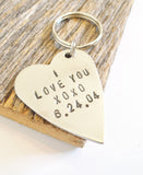 I Love You Keychain with Personalized Date Valentines Day Girlfriend Boyfriend Gift for Wife Wedding Day Mother's Day Mom Metal Keyring Him