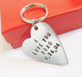 I Love You Keychain with Personalized Date Valentines Day Girlfriend Boyfriend Gift for Wife Wedding Day Mother's Day Mom Metal Keyring Him