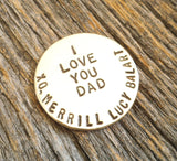 Father's Day Golf Gift for Dad Personalized Golf Tee Marker Mom Mothers Day Custom Ball Marker Bronze Golfer Grandpa Golfing Gift Wife Women