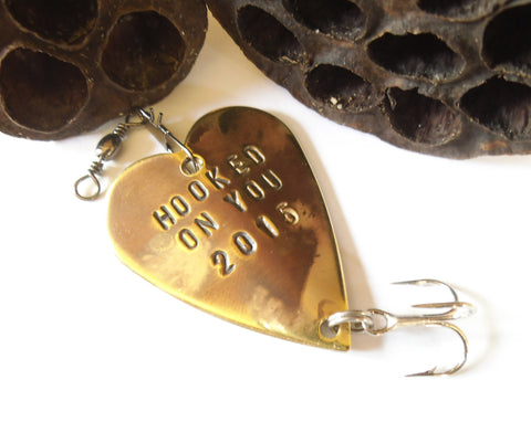 Personalized Gift for Husband Hooked on You Fishing Lure Custom Men Gift Birthday for Him Love You Boyfriend Outdoor Sportsman