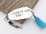 Personalized for Him Fishing Lure I Love You Gift for Anniversary Groom to Bride Before Wedding Ceremony Personalized for Her Birthday Gift