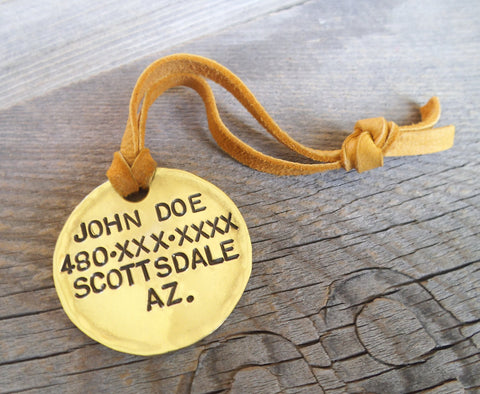 Large Engraved Brass Luggage Tags