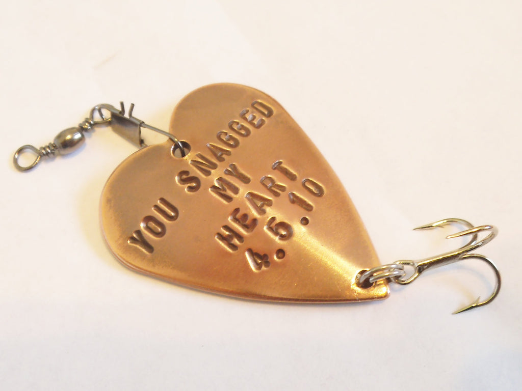 Anniversary Gift for Husband Anniversary Gift for Boyfriend 7th Copper Fishing Lure Custom Fishing Hook You Snagged My Heart Gift for Him