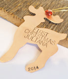 Copper Ornament Reindeer Ornament Holiday Home Decor Child's First Christmas Door Hanger Baby Announcement Wildlife Ornament Animal Ornament