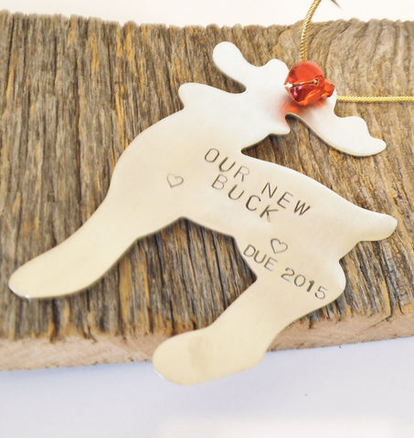 Unique Birth Announcement Ornament Our New Buck Baby's Due Date Christmas Ornament Gender Reveal Idea Decorations Baby Shower Gift Mom To Be