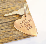 Home is Where You Are Keychain New Homeowner Stamped Key Chain Military Deployment Wife Personalized Heart Statement Keyring Long Distance