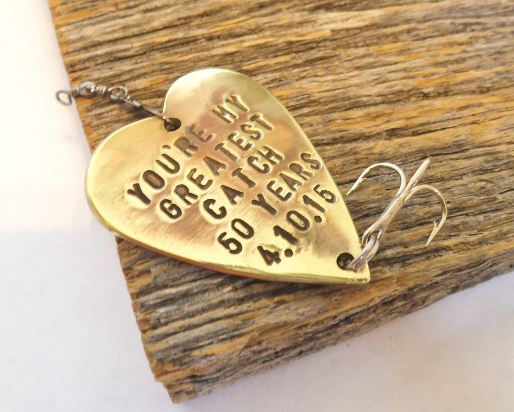 50th Anniversary Gift Golden Anniversary Mom and Dad Fiftieth Birthday Gift Personalized Fishing Lure Favor 50th Wedding Husband and Wife