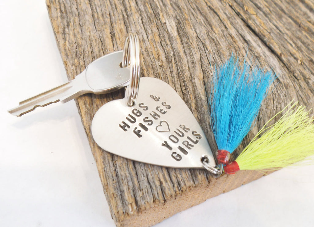 Gifts for Daddy Gift for Father Day to Dad from Daughter Fishing Lure Keychain Husband Hugs and Fishes Keepsake for Parent from Kids Present