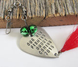 Our New Fishing Buddy Coming 2015 Fishing Lure Ornament Birth Announcement Handmade Ornament Hand Stamped Tree Ornament Christmas Ornament