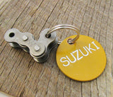 Personalized Suzuki Keychain Biker Gift for Men Bike Rider Uncle Keychain Yellow Chain Accessory Cycling Bag Dirt Bike Racing Offroad Riding