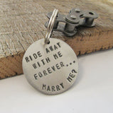 Will you Marry Me Keychain Surprise Proposal Girlfriend Unique Keychain Motorcycle Most Creative Proposal Idea Men Ride Away with Me Forever