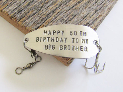 50th Birthday Gift for Brother 50th Birthday Gift for Men 1965 Birthday Big Brother 50th Party Favor Fishing Lure Personalized 50th Him 50