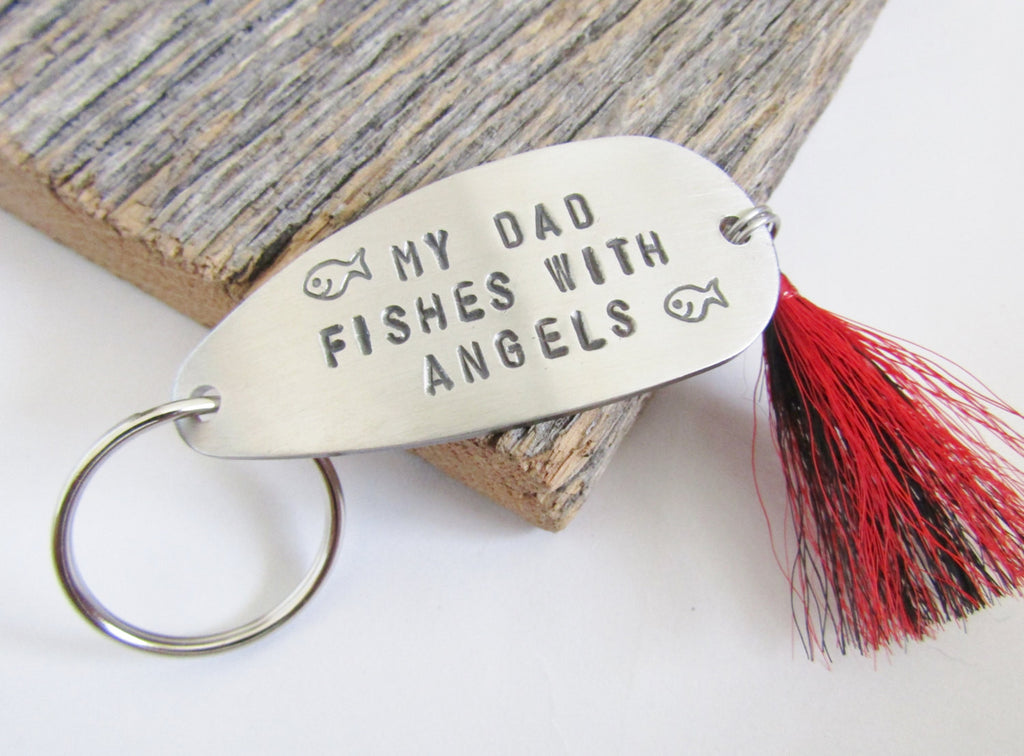 My Dad Fishes With Angels - Personalized Fishing Lure Key Chain In