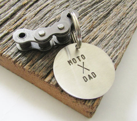 Motorcycle Keychain for Dad Moto X Dad Personalized Key Chain Christmas Gift for Dad Keyring Dirt Bike Motorcyle Rider From Daughter to Dad