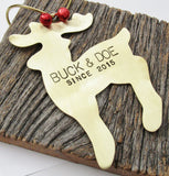 Mr and Mrs Ornament Christmas Ornament Wedding Ornament Mr. and Mrs. Christmas Ornament Personalized Newlywed Buck and Doe Since 2015 Family