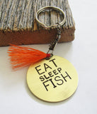 Eat Sleep Fish Keychain for Grandpa Custom Keychain for Him Fisherman Keychain Fly Fishing Keyring Fishing Quotes Christmas Gift for Him Dad