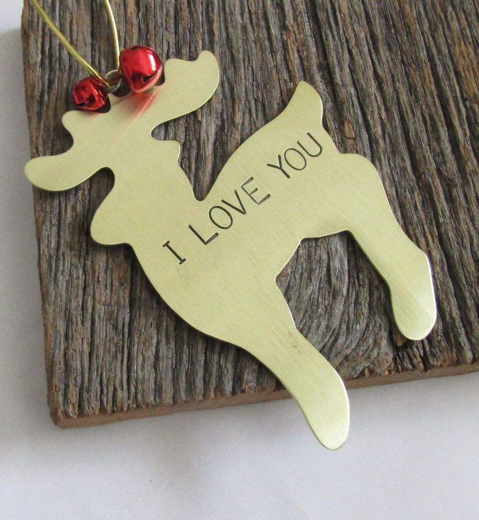 Personalized Christmas Ornament Hand Stamped I Love You Ornament Adoption Ornament Love Christmas Ornament Couples Ornament Wedding Ornament