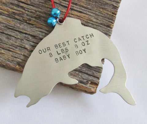 Personalized Christmas Ornament Fishing Ornament New Baby Ornament Baby's 1st Christmas Ornament Baby Weight Baby Stats Baby Name Ornaments