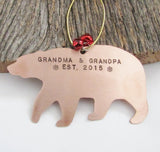 Personalized Christmas Ornament New Grandparents Christmas Ornament for Grandpa Bear Ornament for Grandma and Grandpa Established 2015 Gift