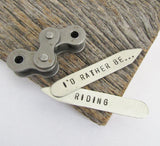 Christmas Gift for Bike Rider Husband Gift Idea Cycling Gift for Cyclist I'd Rather Be Riding Metal Collar Stay Gift for Boy Mountain Biking