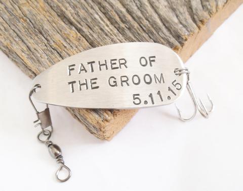 Father of the Groom Gift - Personalized Fishing Hook Customized with Title and Wedding Date