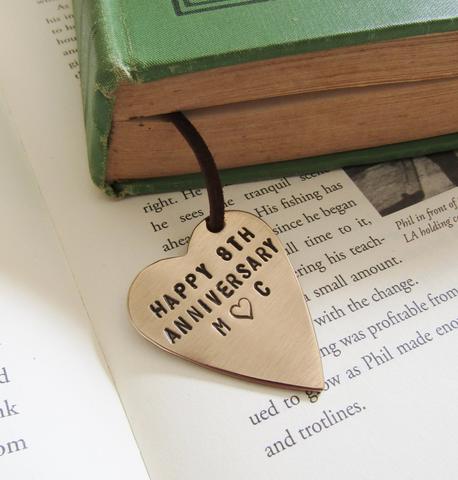 Happy 8th Anniversary - Personalized Bookmark with Initials